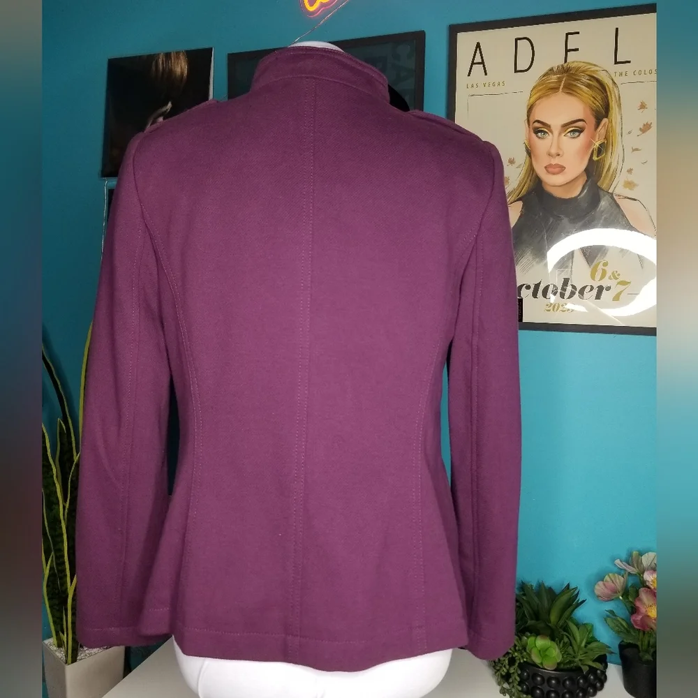 Talbots Knit Band Jacket Eggplant - Picture 10 of 16